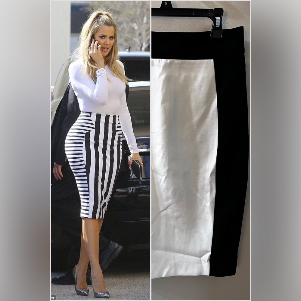 Zara Black and White Pencil Skirt
